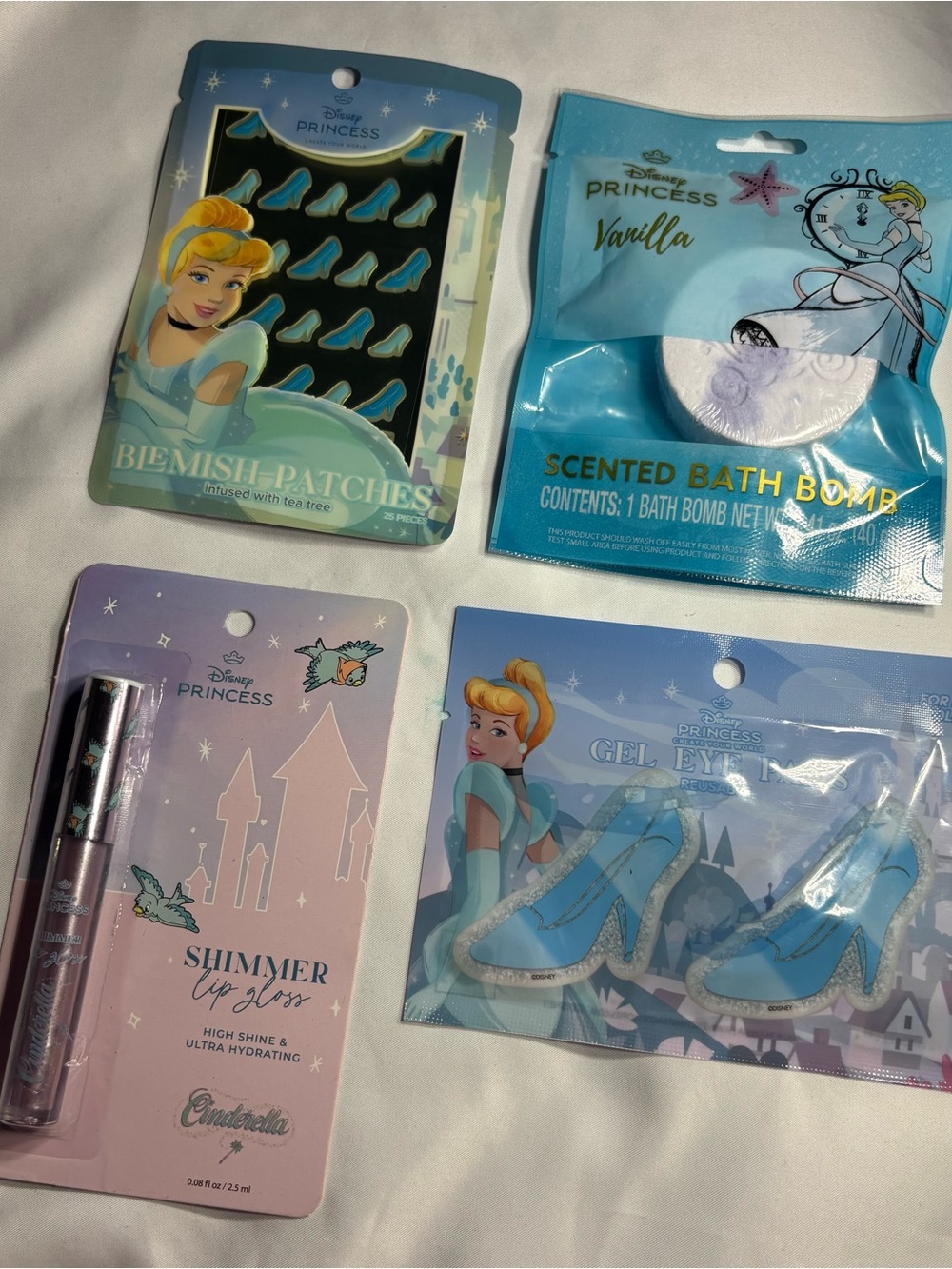 4 New Disney Princess Cinderella Blue Bath & Body Gift Set